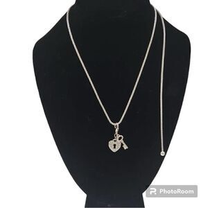 Guess Heart and key charm necklace NWT